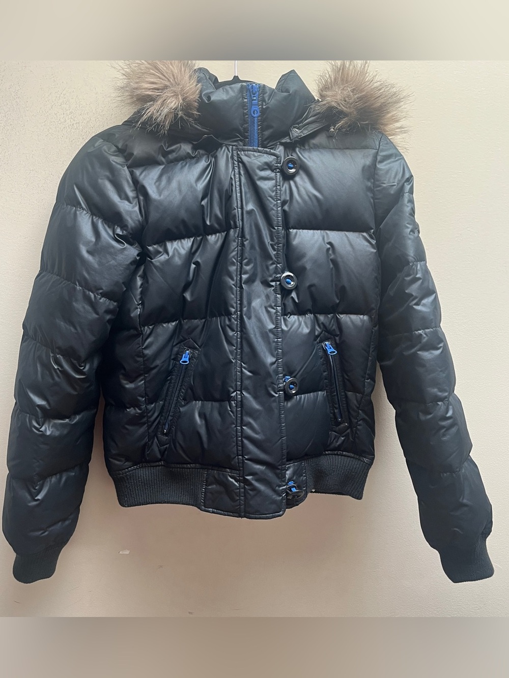 Gap Down Fill Faux Fur Hood Puffer Jacket Coat Size S